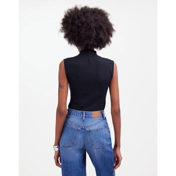 MADEWELL Black Funnelneck Cropped Muscle Tee NWT Size XXS - Picture 5 of 10